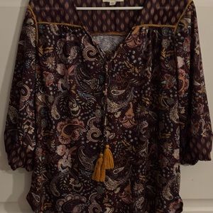 Farmers Market‎ Woman Size L Bohemian Hippie Long Sleeve Blouse.